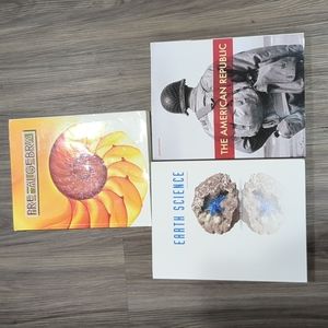 8th grade BJU pre algebra, Earth science and American republic books
